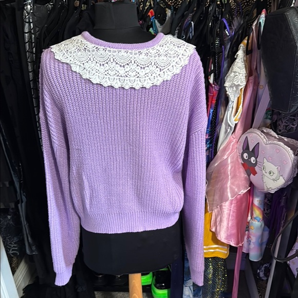 Sweet Society Hot Topic Pastel Lavender Purple Ghost Button Up Cardigan M - Picture 5 of 6